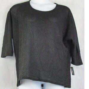 Alfani Women's Plus Size Metallic Shine Honeycomb-Stitch Sweater, Black, 0X